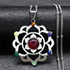 Sterling Silver Gemstone Chakra Lotus Necklace