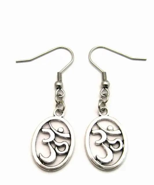 Om Silver Earrings